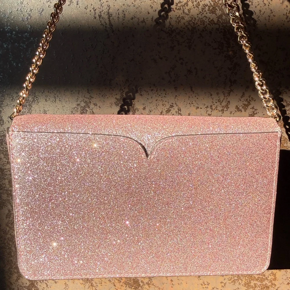 Kate Spade Pink Glitter Shimmer Nicola Twistlock Crossbody Bag